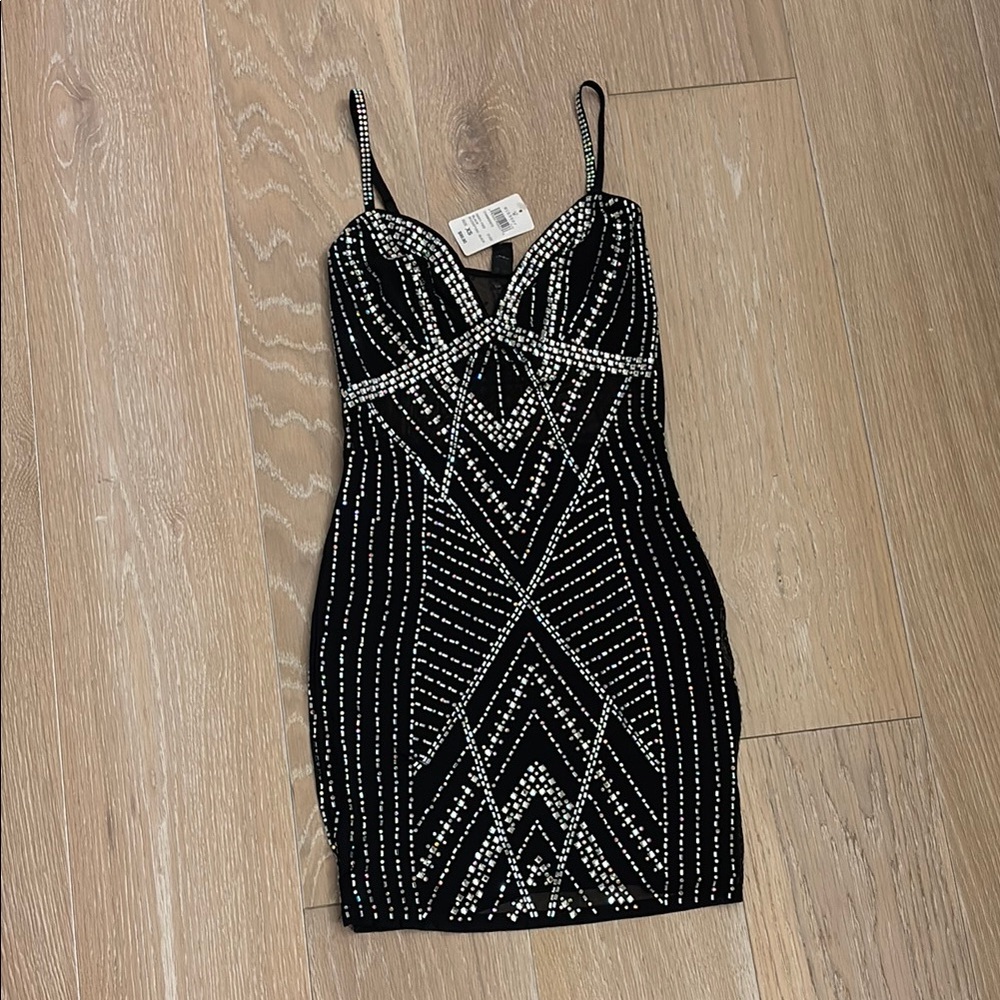 Windsor Black and Silver Geometric Mini Dress